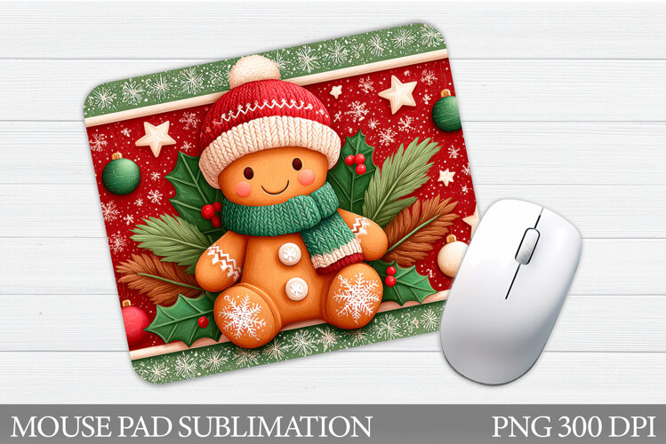 Cute Gingerbread Mouse Pad. Christmas Mouse Pad Design example image 1