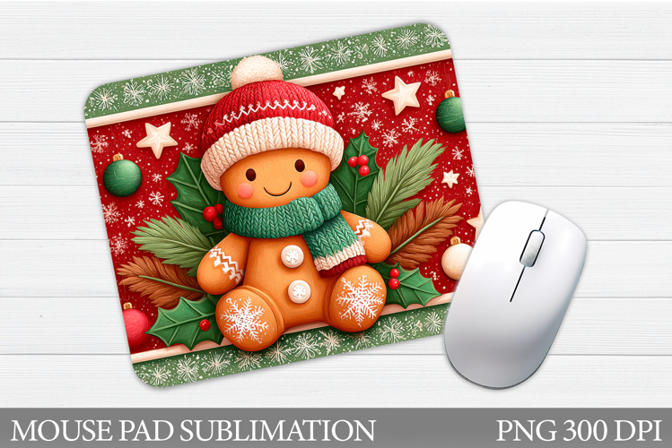 Cute Gingerbread Mouse Pad. Christmas Mouse Pad Design
