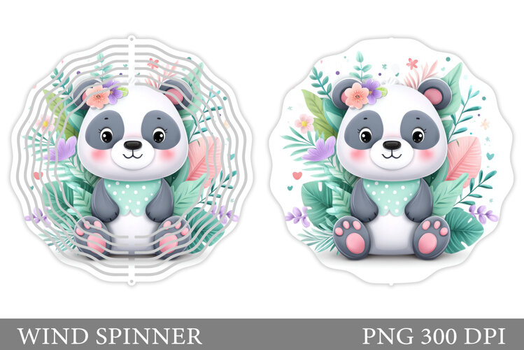 Cute Panda Wind Spinner. Panda Flowers Wind Spinner Design example image 1