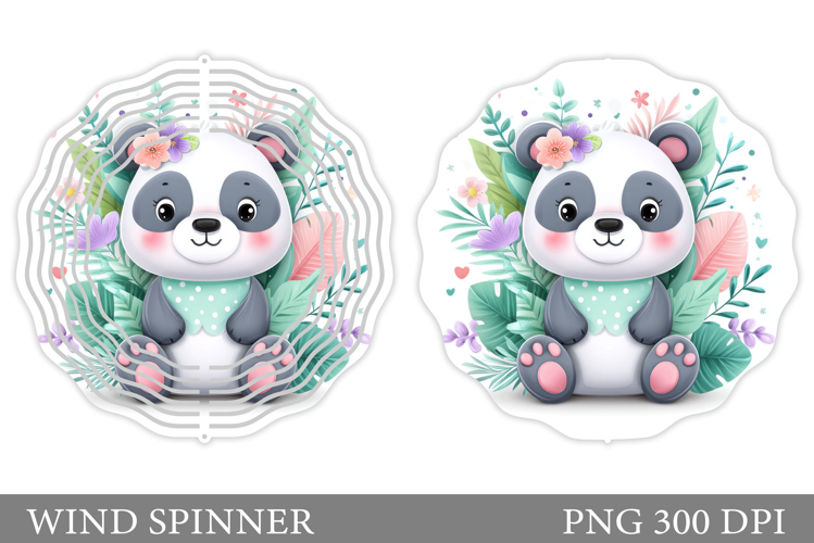 Cute Panda Wind Spinner. Panda Flowers Wind Spinner Design