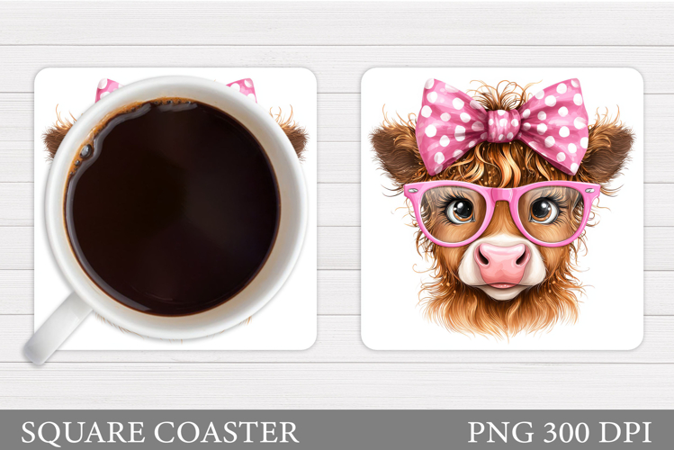 Cute Cow Coaster Design. Funny Cow Sublimation