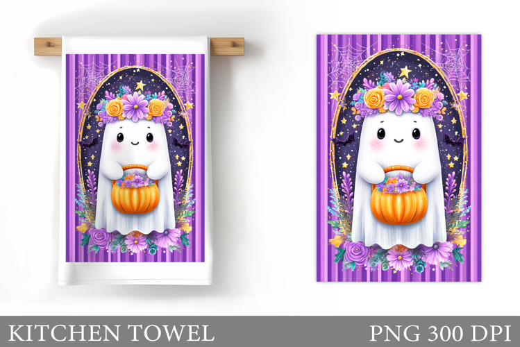 Cute Ghost Kitchen Towel. Halloween Kitchen Towel Design