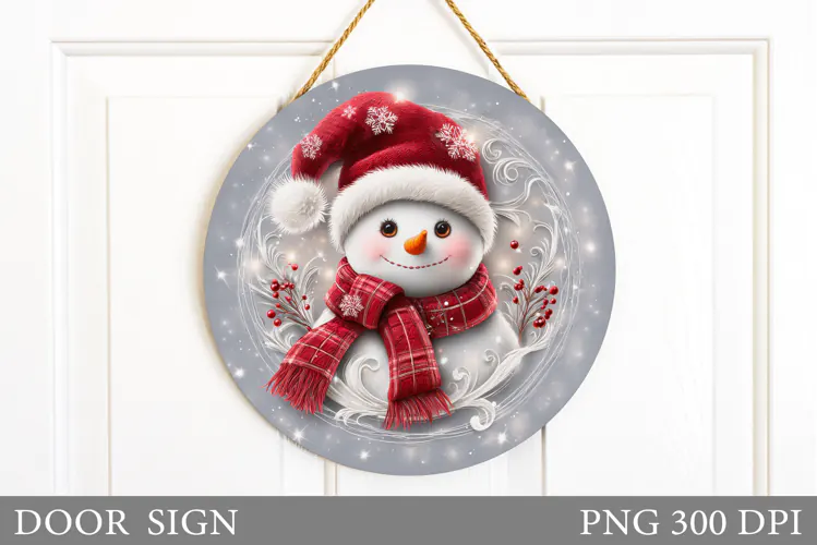 Cute Snowman Door Sign. Christmas Door Sign Design