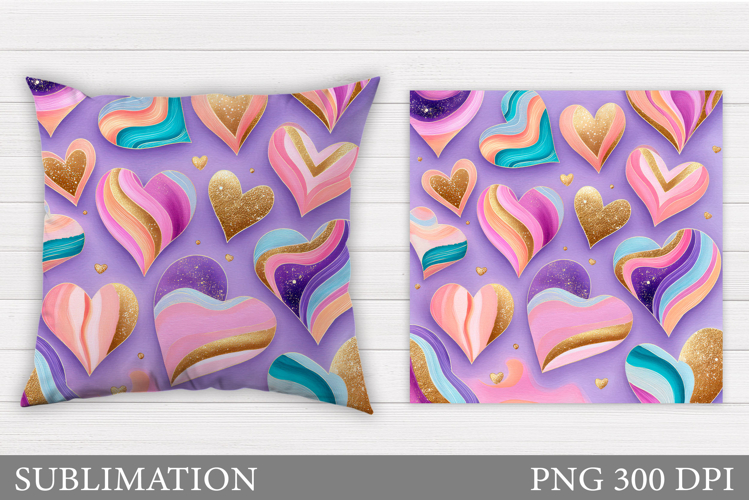 Hearts Pillow Design. Valentines Pillow Sublimation
