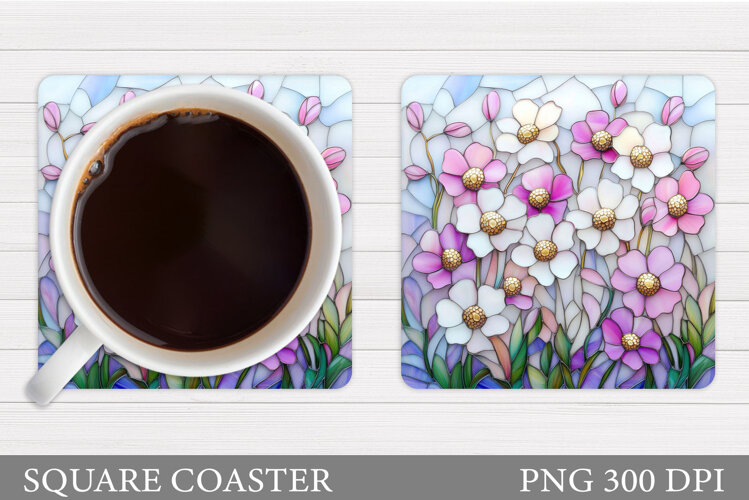 Floral Coaster Design. Flowers Coaster Sublimation example image 1