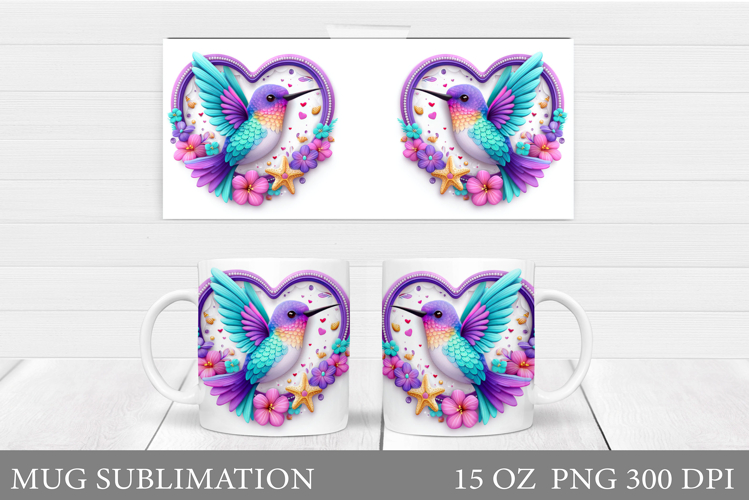 Hummingbird Mug Design. Flowers Mug Sublimation
