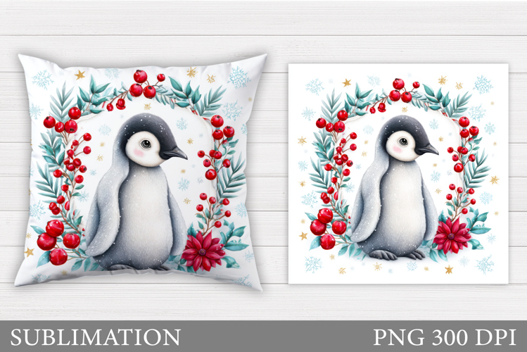 Christmas Penguin Pillow. Christmas Pillow Design