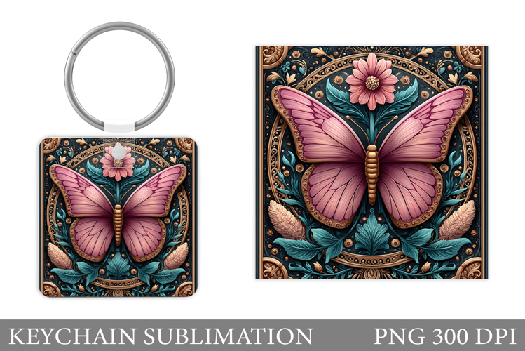 Butterfly Keychain Design. Butterfly Square Keychain