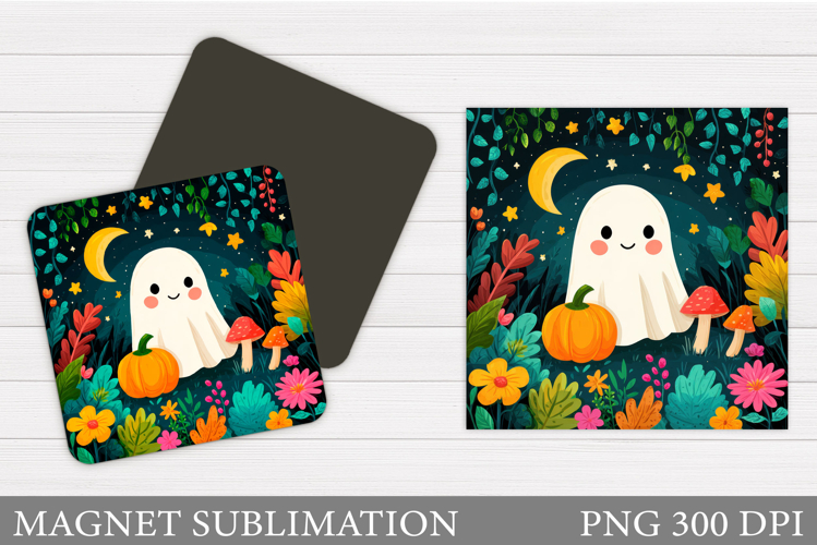 Cute Ghost Magnet Design. Halloween Pumpkin Magnet