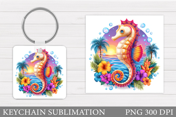 Seahorse Keychain Design. Sea Keychain Sublimation