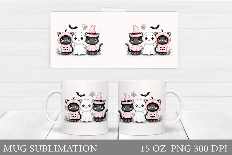 Halloween Cat Mug Design. Halloween Mug Sublimation
