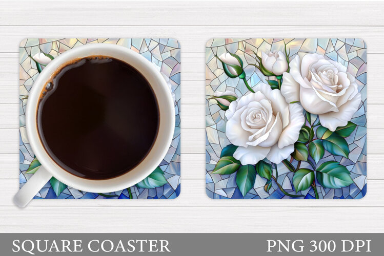 Roses Coaster Sublimation. Flowers Coaster Design example image 1