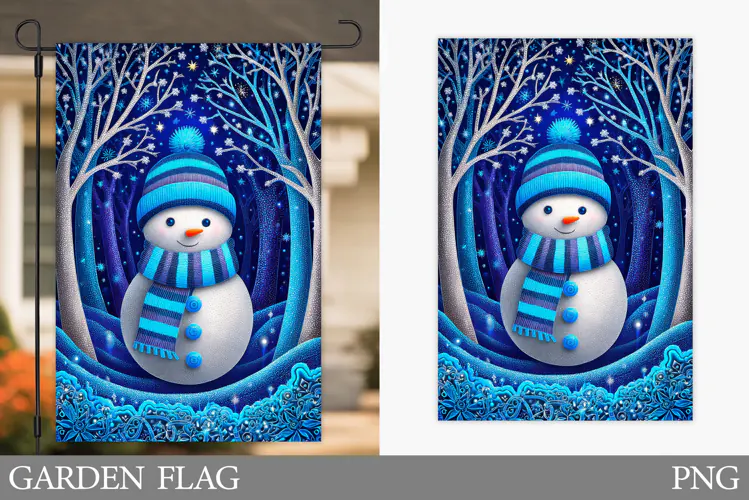 Snowman Garden Flag. Christmas Garden Flag Design