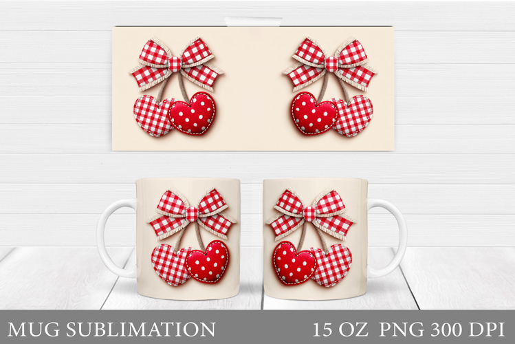 Cherry Mug Sublimation. Valentines Mug Wrap Design