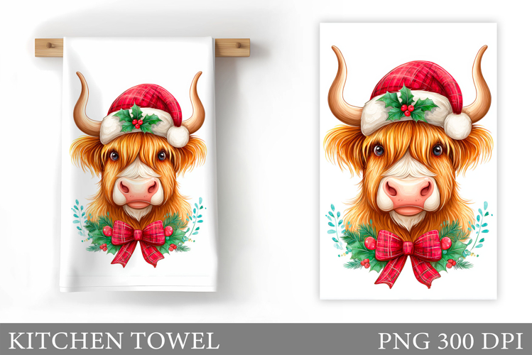 Christmas Cow Kitchen Towel. Christmas Kitchen Towel Design