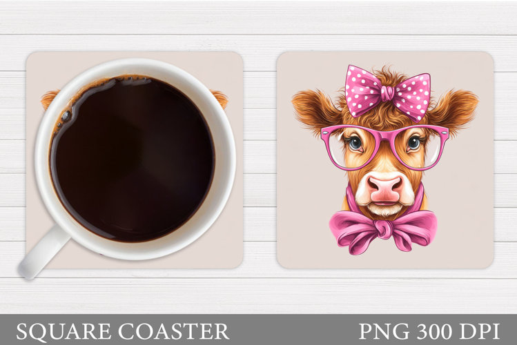 Cute Cow Coaster Design. Funny Cow Sublimation