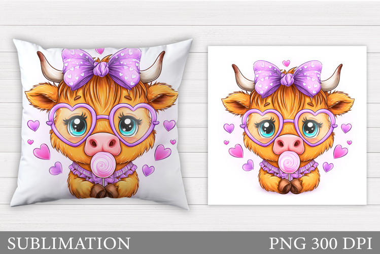 Valentines Cow Pillow. Valentines Pillow Sublimation