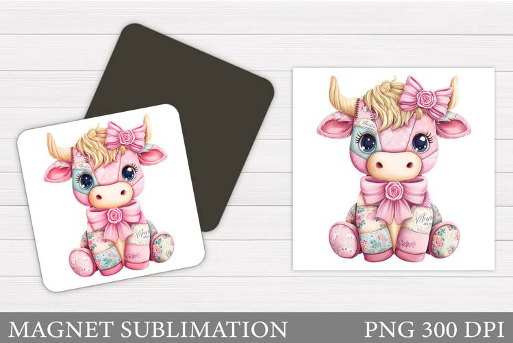 Patchwork Cow Magnet Design. Cute Cow Magnet Sublimation