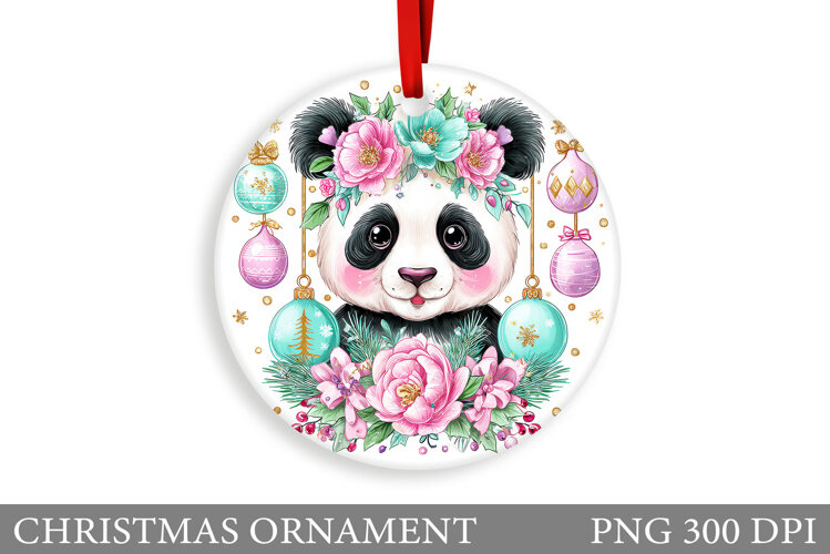 Cute Panda Christmas Ornament. Christmas Panda Sublimation example image 1