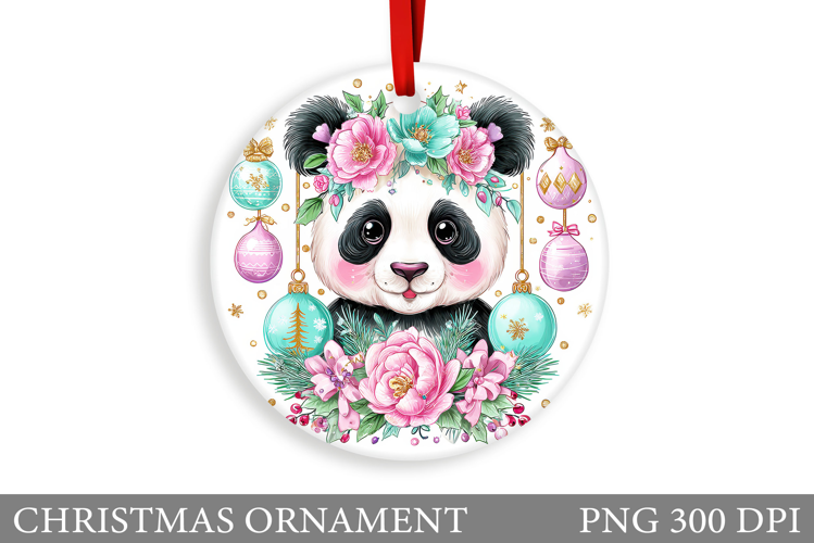 Cute Panda Christmas Ornament. Christmas Panda Sublimation