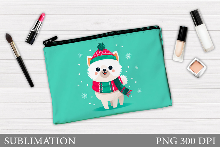 Christmas Dog Makeup Bag. Christmas Cosmetics Bag Design