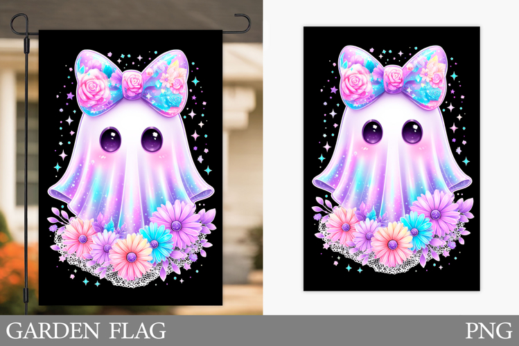 Ghost Garden Flag Design. Halloween Garden Flag Sublimation