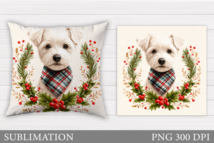 Christmas Dog Pillow Design. Christmas Pillow Sublimation