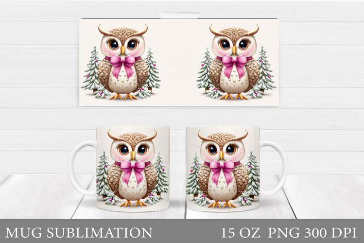 Christmas Owl Mug Design. Christmas Mug Sublimation
