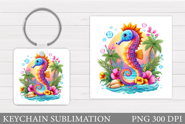 Seahorse Keychain Sublimation. Sea Keychain Design