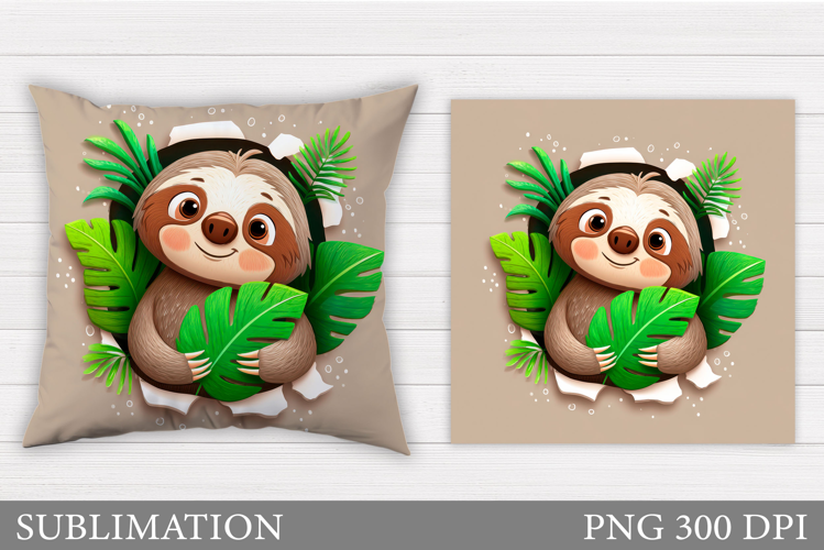 Cute Sloth Pillow Design. Cute Sloth Sublimation
