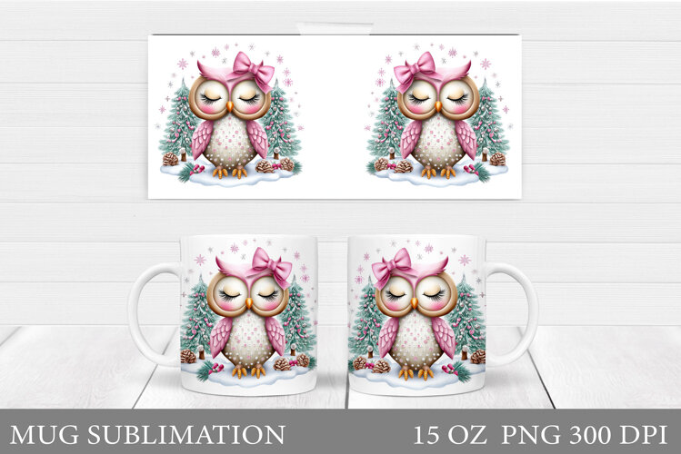 Christmas Owl Mug Design. Christmas Mug Sublimation example image 1