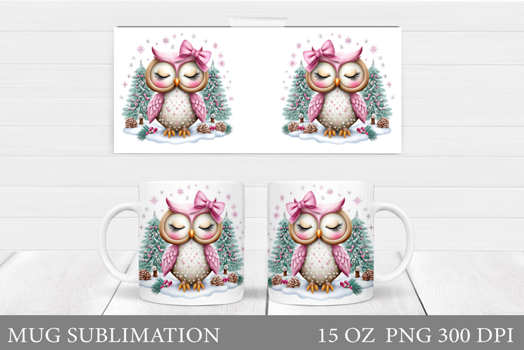 Christmas Owl Mug Design. Christmas Mug Sublimation