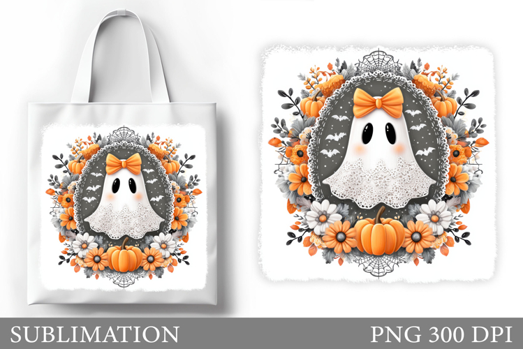 Ghost Tote Bag Sublimation. Halloween Tote Bag Design