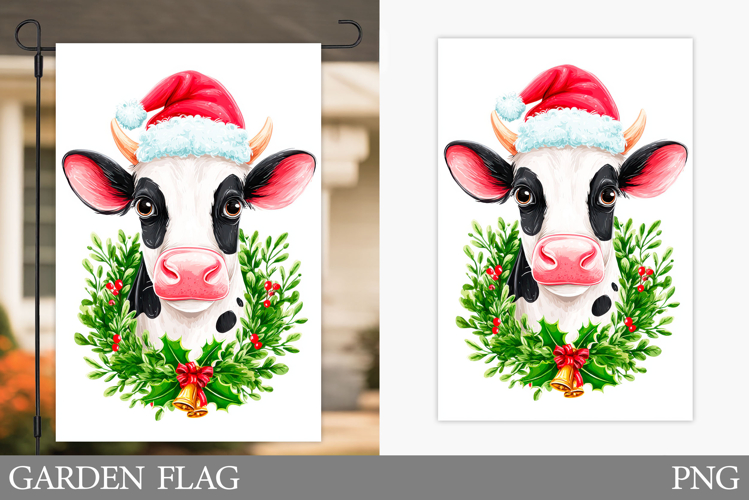 Christmas Cow Garden Flag. Christmas Garden Flag Design