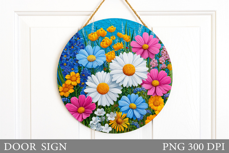 Flowers Door Sign Design. Floral Door Sign Sublimation