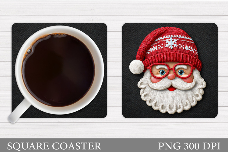 Cute Santa Coaster Sublimation. Santa Claus Coaster Design