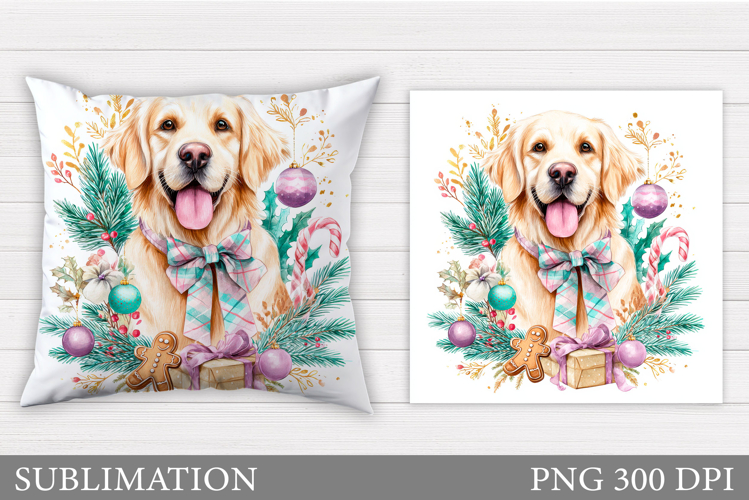 Christmas Dog Pillow Design. Christmas Pillow Sublimation