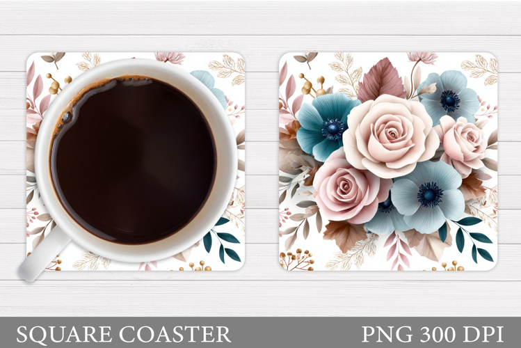 Floral Coaster Design. Flowers Coaster Sublimation