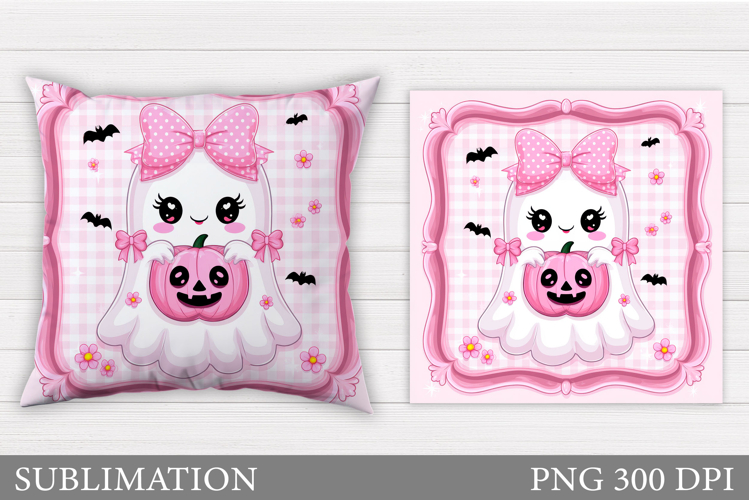 Cute Ghost Pillow Design. Halloween Pillow Sublimation