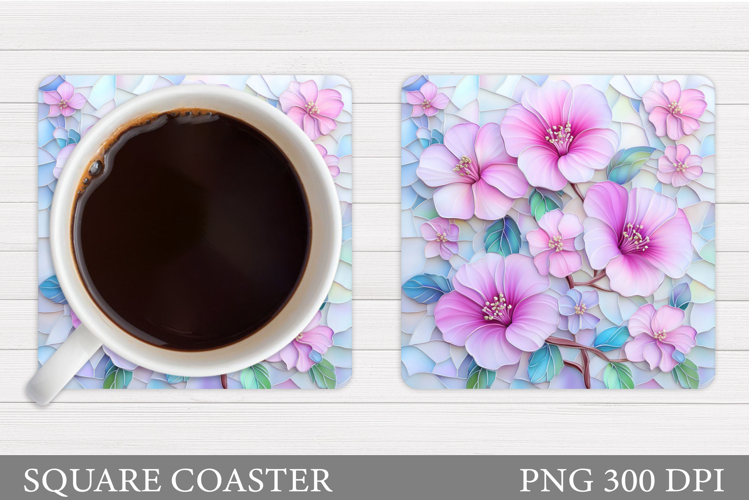 Flowers Coaster Sublimation. Floral Coaster Design