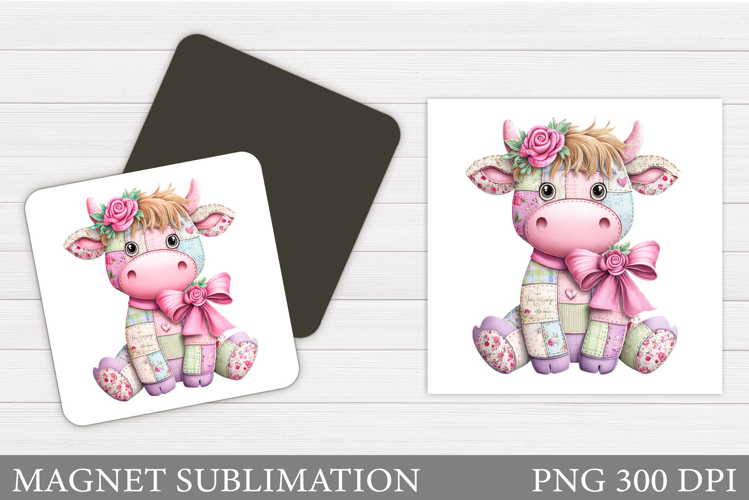 Patchwork Cow Magnet Design. Cute Cow Magnet Sublimation