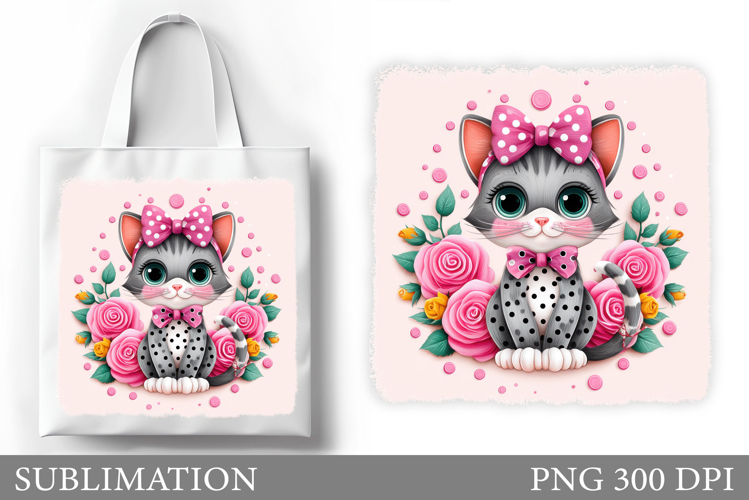 Cute Cat Sublimation. Cute Cat Tote Bag Sublimation