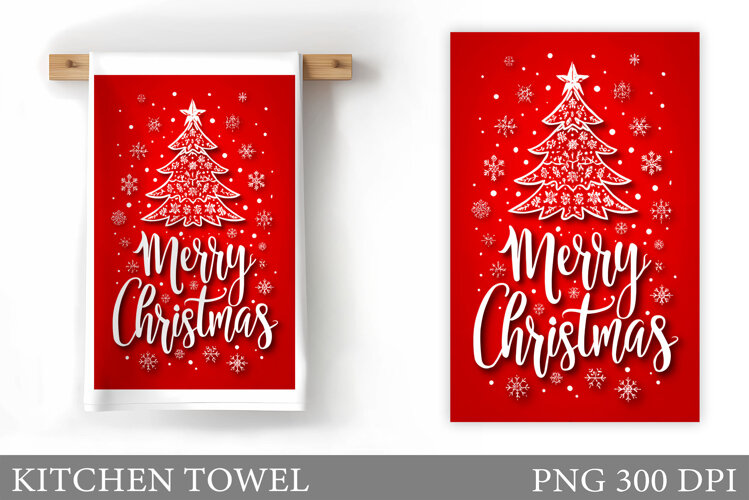 Christmas Tree Kitchen Towel. Christmas Kitchen Towel Design example image 1