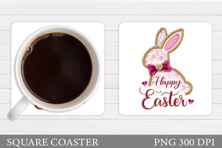 Easter Bunny Coaster Design. Easter Coaster Sublimation example image 1