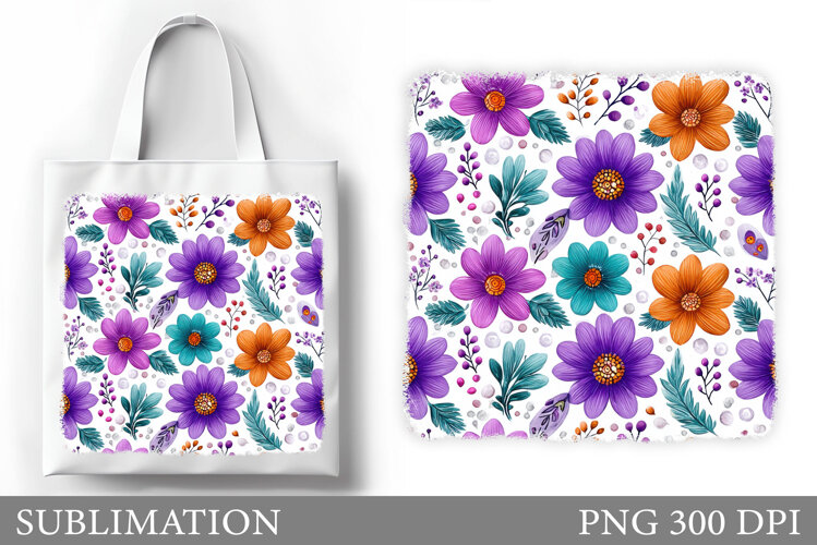 Flowers Tote Bag Sublimation. Flowers Sublimation example image 1