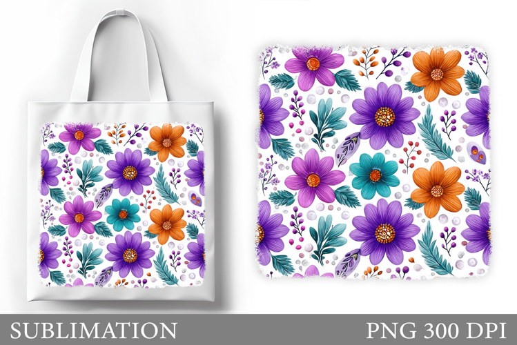 Flowers Tote Bag Sublimation. Flowers Sublimation