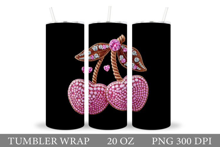 Heart Cherry Tumbler. Valentines Tumbler Sublimation