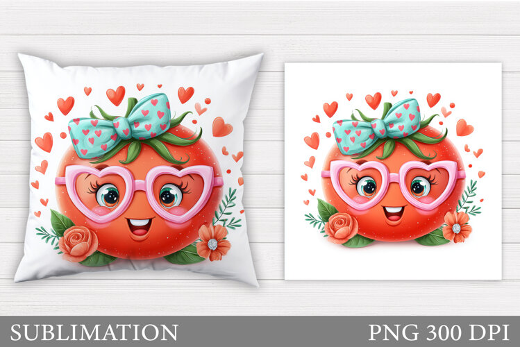 Cute Tomato Pillow Design. Cute Tomato Sublimation example image 1