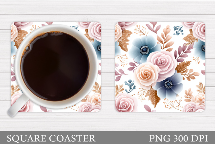 Floral Coaster Design. Flowers Coaster Sublimation