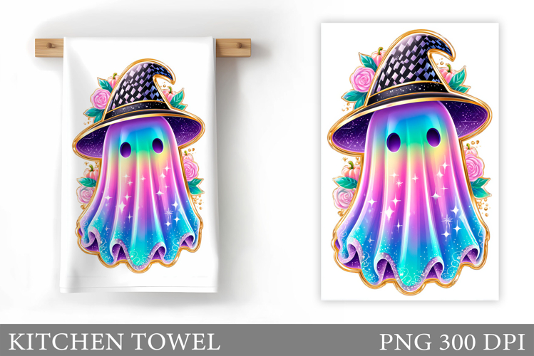 Cute Ghost Kitchen Towel. Cute Halloween Kitchen Towel